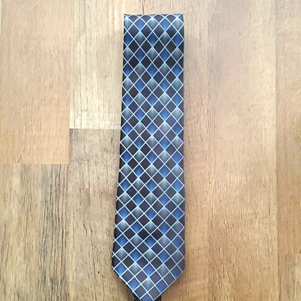 Joseph & Feiss Mens Brown Diamond‎ Pattern Silk Tie